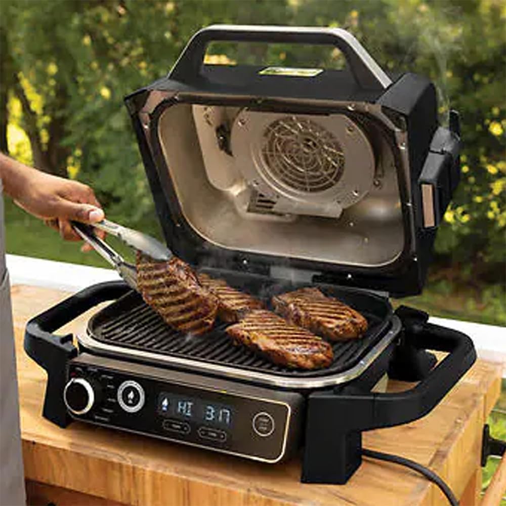 Professional Outdoor Grill and Smoker, Built-in Thermometer, 7-in-1 main grill, BBQ Smoker, Air Fryer, Bake, Bake, dehydrate, Grill, Firewood Pellet, Portable, electric (updated)
