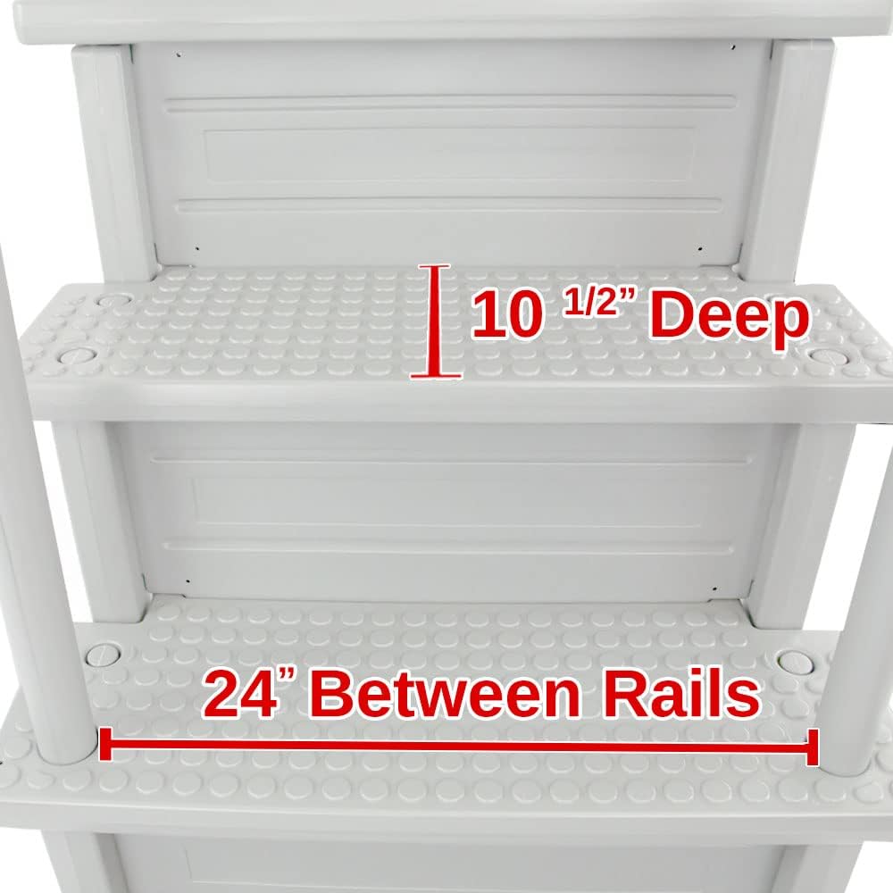 Select Anti-Slip in-Pool Steps | Gray | for Above Ground Swimming Pools | Can Mount to Decks 48" to 54" H | Safety Stairs Capacity Up to 300 lbs
